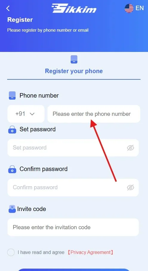 enter the number to register